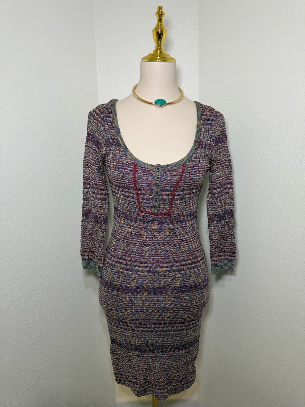Free People Multicolor Knit Bodycon Sweater Dress | Medium
